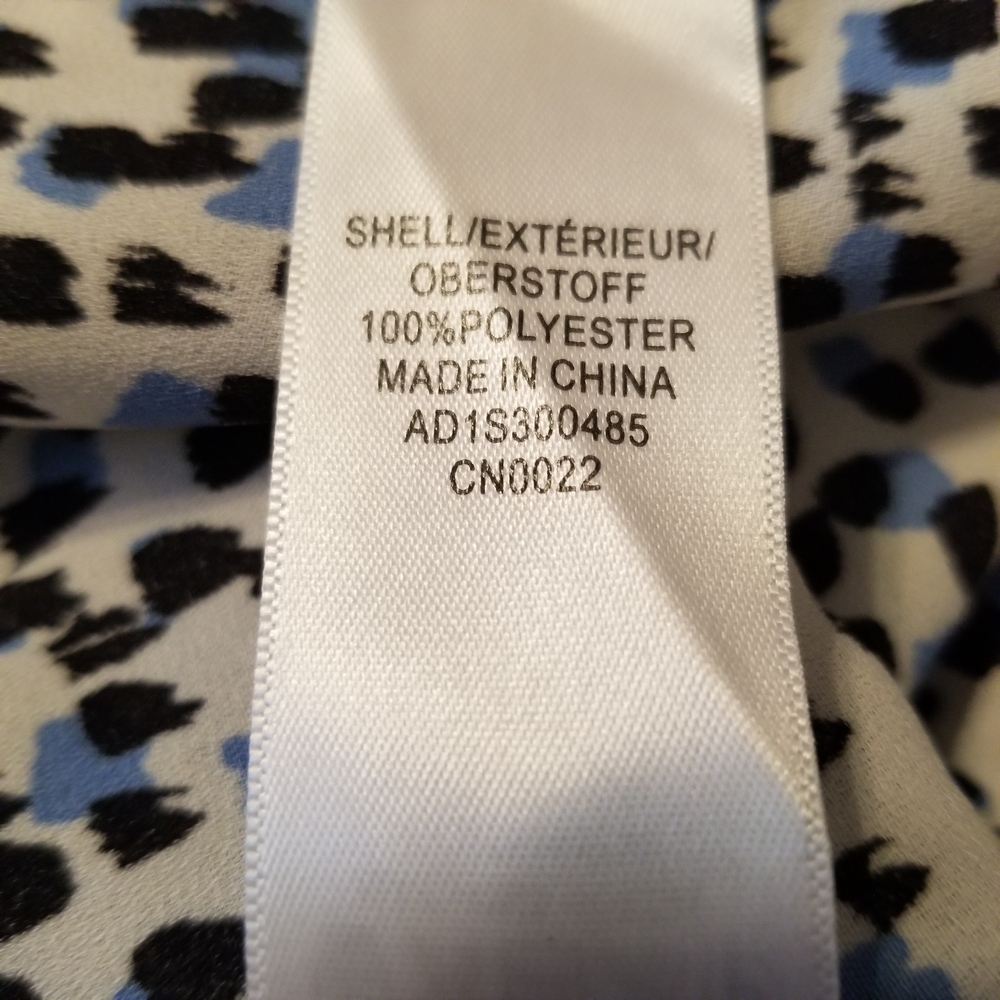 Adrianna Papell V Neck Long Sleeve Size 2X White/Black/Blue Pattern - Picture 5 of 12